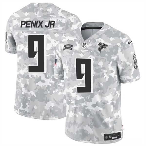 Mens Atlanta Falcons #9 Michael Penix Jr. 2024 F.U.S.E. Arctic Camo Salute to Service Limited Stitched Jersey Dzhi